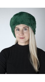 Mütze aus Rex Kaninchenpelz - Grün